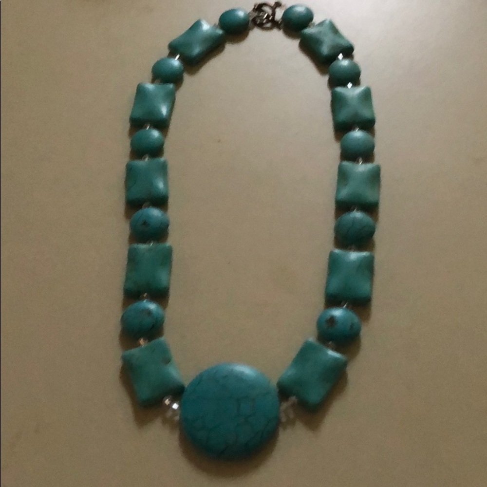 turquoise  with sterling toggle lock and crystals